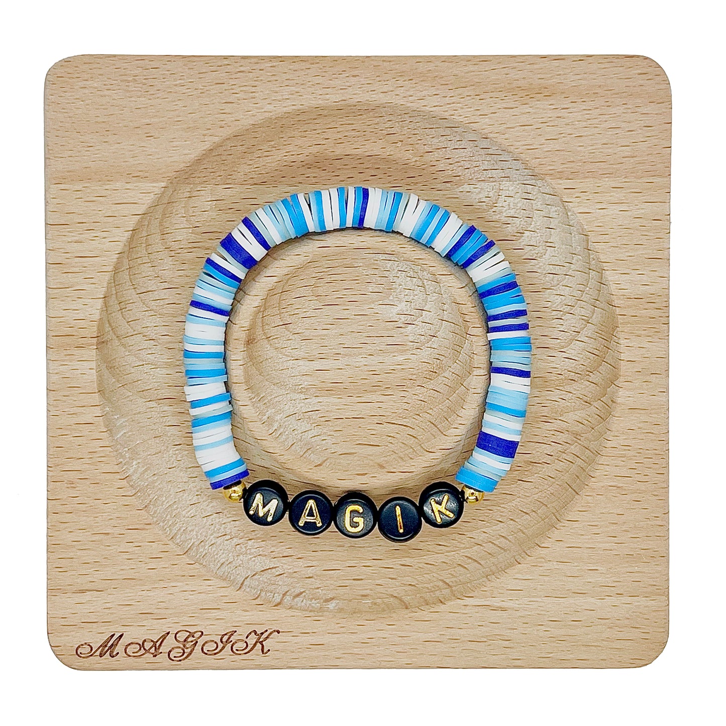 Magik Custom Name Heishi Bead Bracelet Personalized Mama Bracelet Heishi Disc Stack Beaded Bracelet for Women Men Boys Girls…