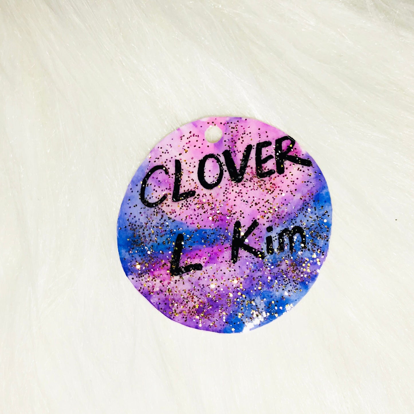 Thanksgiving Sale!Magik Hand-drawn Glitter Galaxy Pet ID Tag - Dog Tag or Cat Tag , Name Tag, Key Chain, Dog Collar Tag