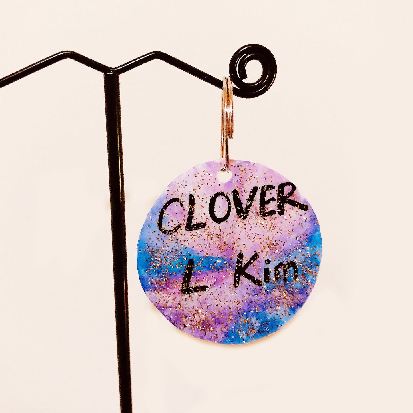 Thanksgiving Sale!Magik Hand-drawn Glitter Galaxy Pet ID Tag - Dog Tag or Cat Tag , Name Tag, Key Chain, Dog Collar Tag