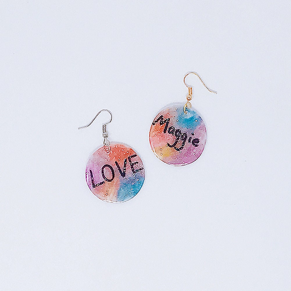 Thanksgiving Sale! Made in the USA! 1 Pair Magik Galaxy Custom Glitter Tag Earring