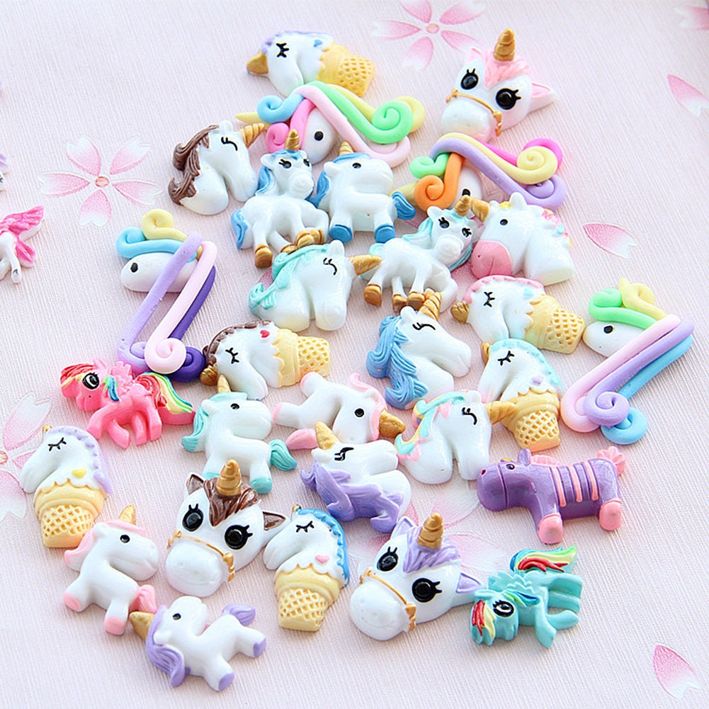 US Slime Nail Jewely Crafts Resin Flat Back Scrapbooking Charms DIY, Unicorn Set
