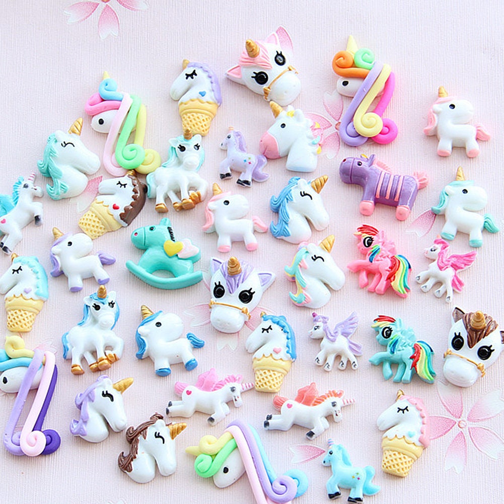 US Slime Nail Jewely Crafts Resin Flat Back Scrapbooking Charms DIY, Unicorn Set