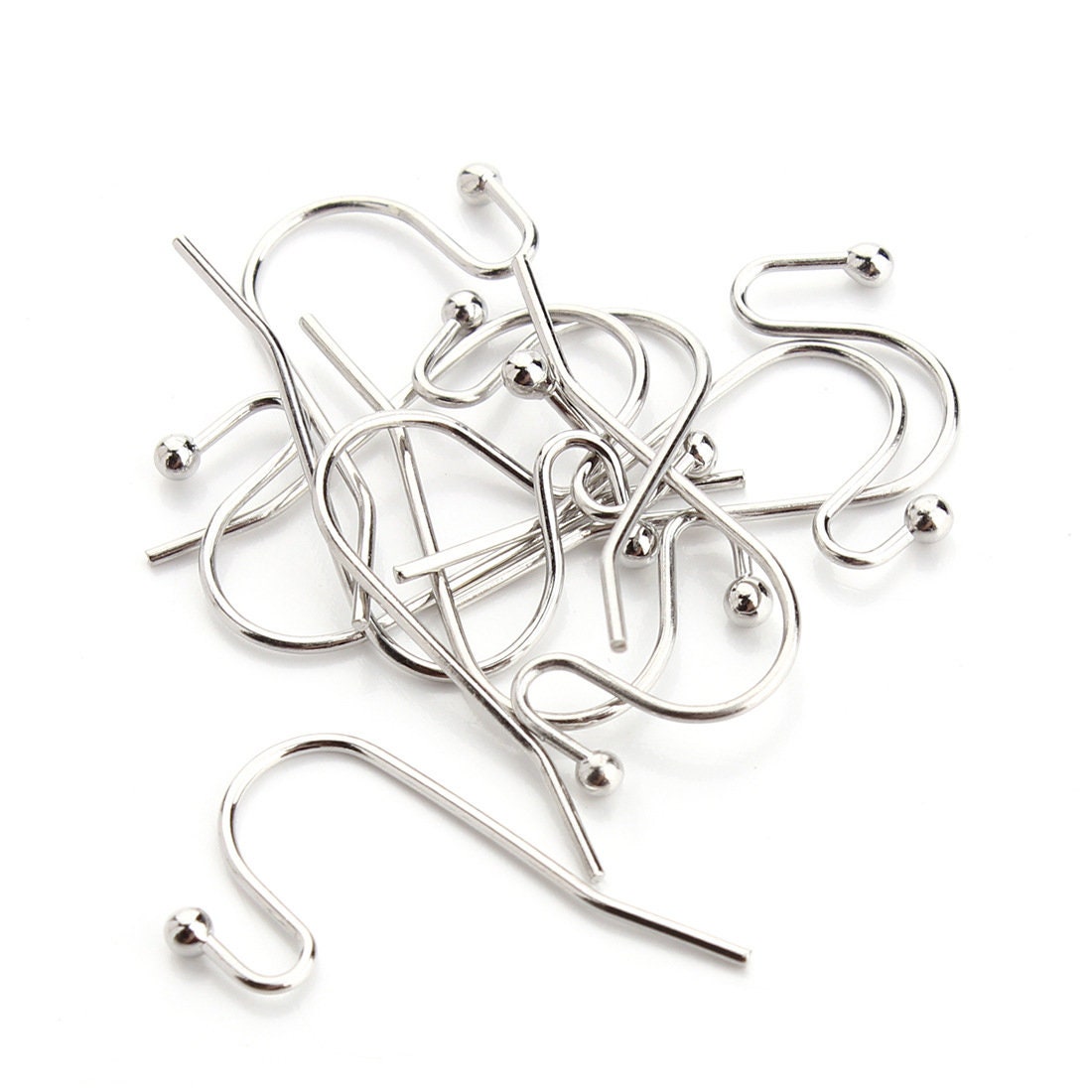Magik 100-200 Pcs Fishhook Hook Earwire Earring Findings With Open Fancy Ball Loop