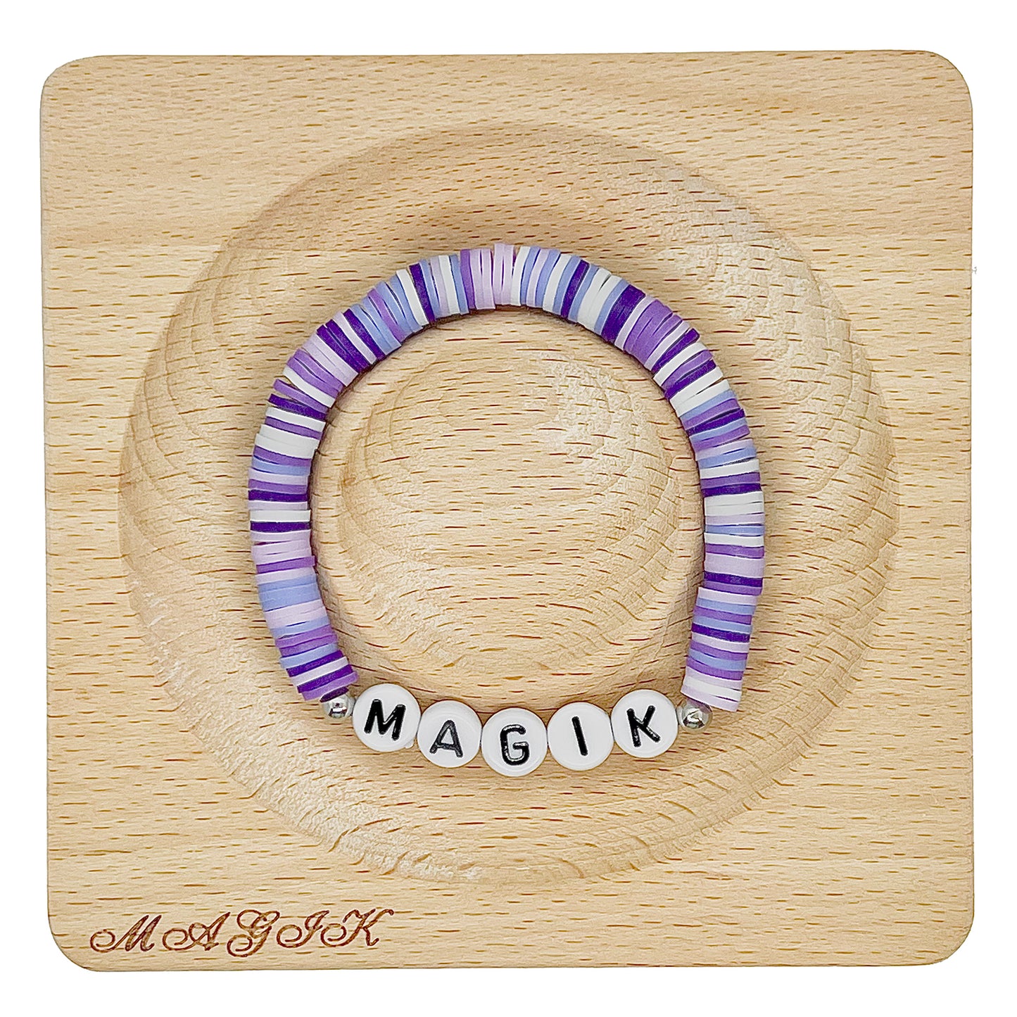 Magik Custom Name Heishi Bead Bracelet Personalized Mama Bracelet Heishi Disc Stack Beaded Bracelet for Women Men Boys Girls…