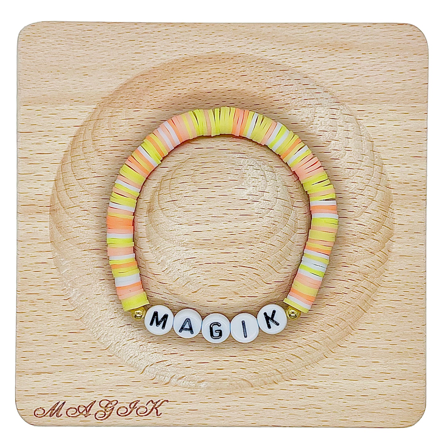 Magik Custom Name Heishi Bead Bracelet Personalized Mama Bracelet Heishi Disc Stack Beaded Bracelet for Women Men Boys Girls…