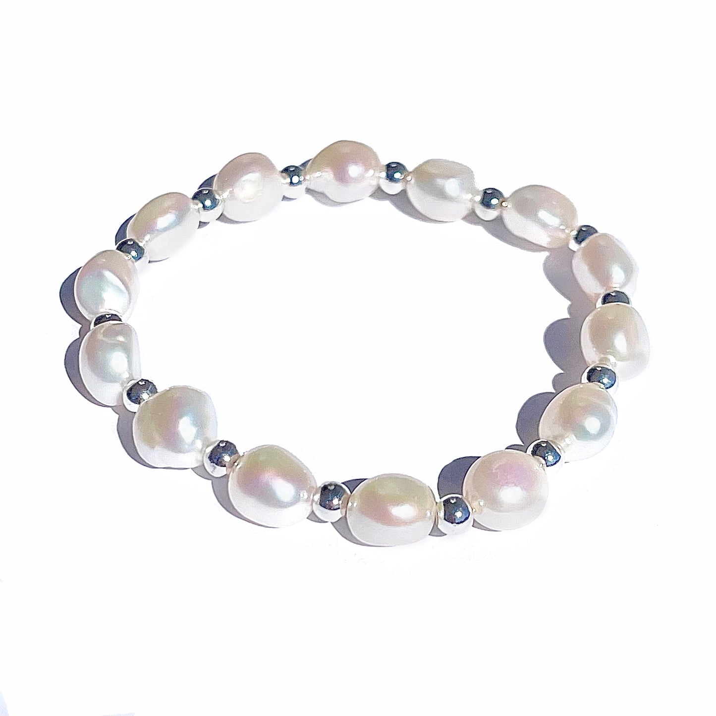 Magik Custom Personalized Cultured Freshwater Baroque Pearl Stretch Elastic Bracelet Gift for Women Girls