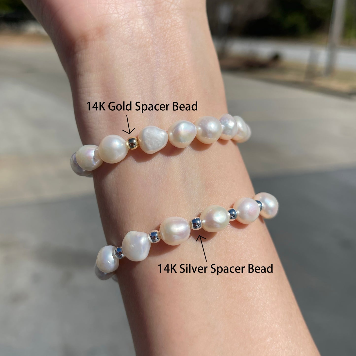 Magik Custom Personalized Cultured Freshwater Baroque Pearl Stretch Elastic Bracelet Gift for Women Girls