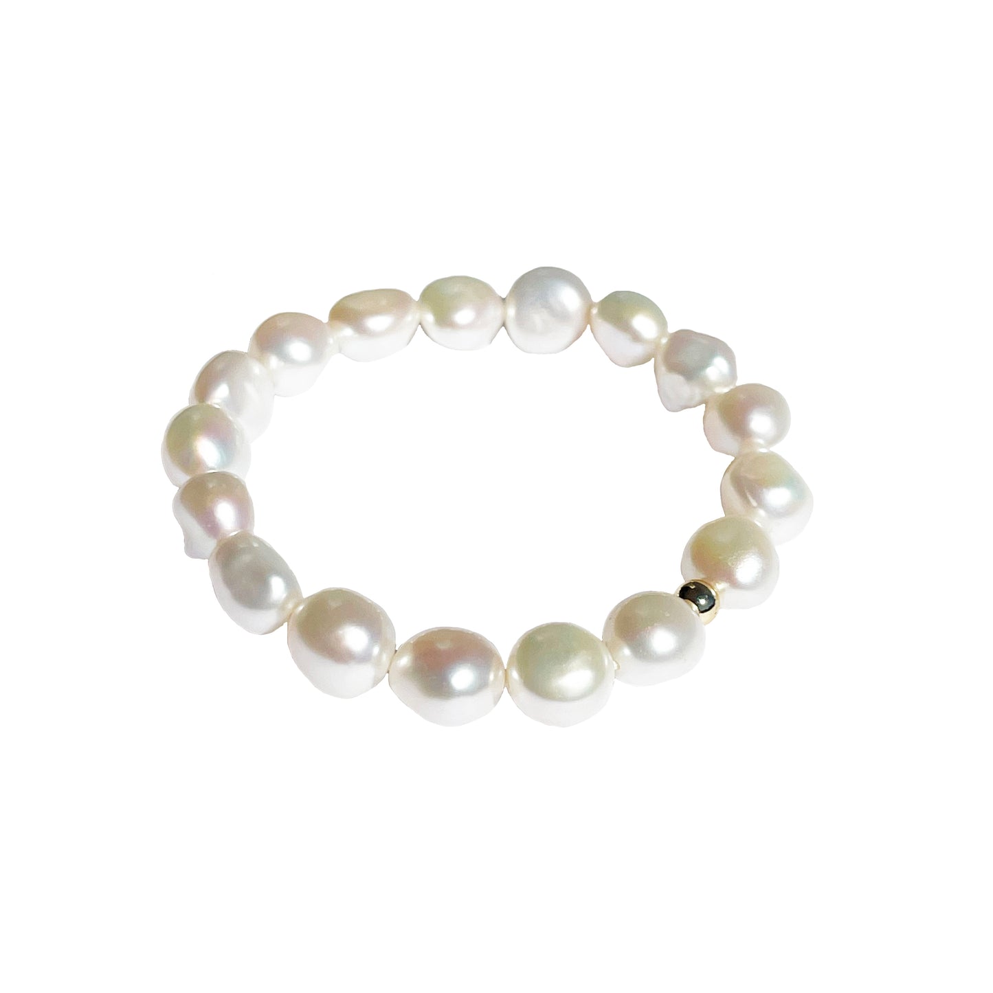 Magik Custom Personalized Cultured Freshwater Baroque Pearl Stretch Elastic Bracelet Gift for Women Girls