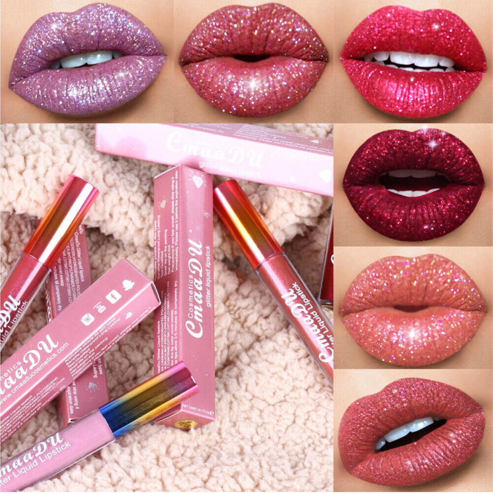 US 6-12 Pc Set 6 Color Glitter Liquid Lipstick Waterproof Long Lasting Lip Gloss