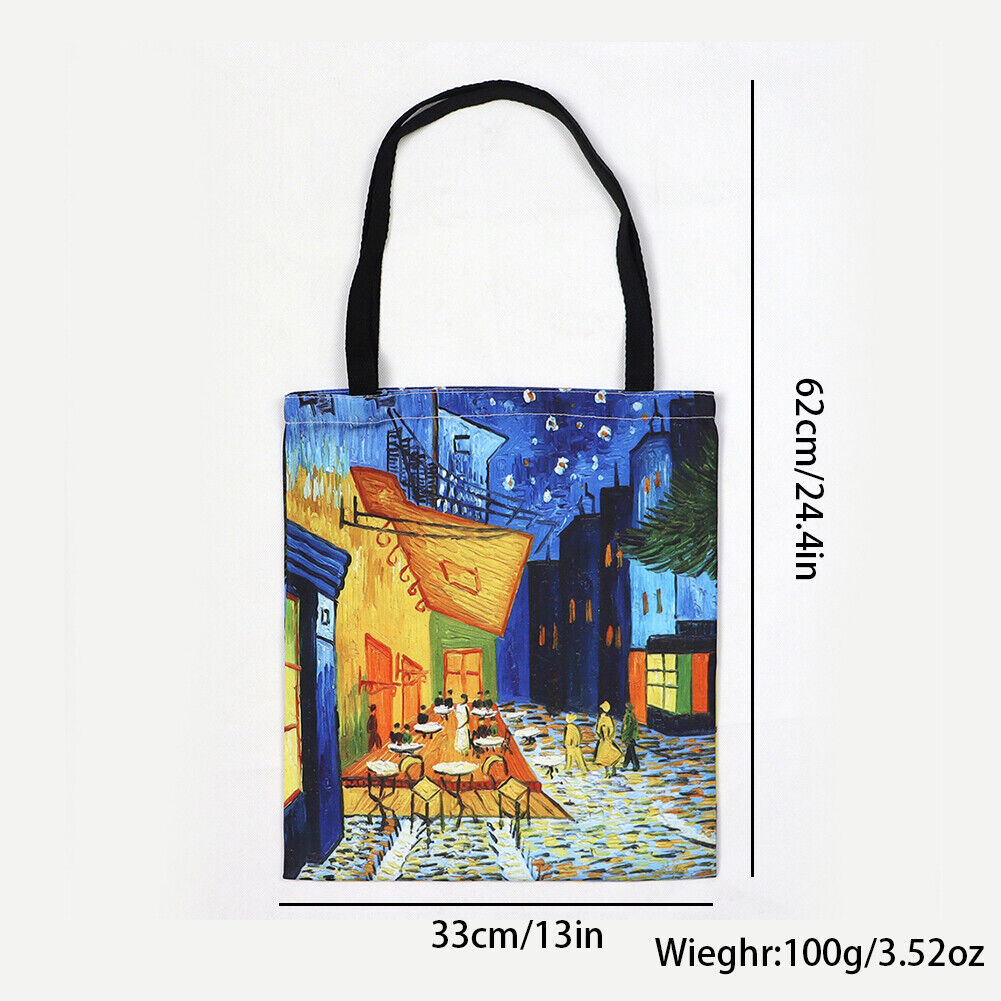 US 3-6 Pc Van Gogh Large Cotton Shoulder Tote Bag Canvas Shopping Casual Handbag