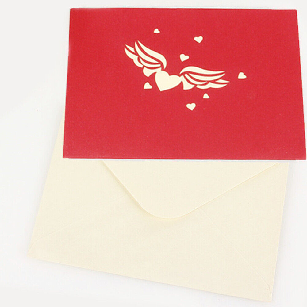 US 1-2 Pack 3D Pop Up Greeting Card LOVE Wedding Birthday Valentines Anniversary