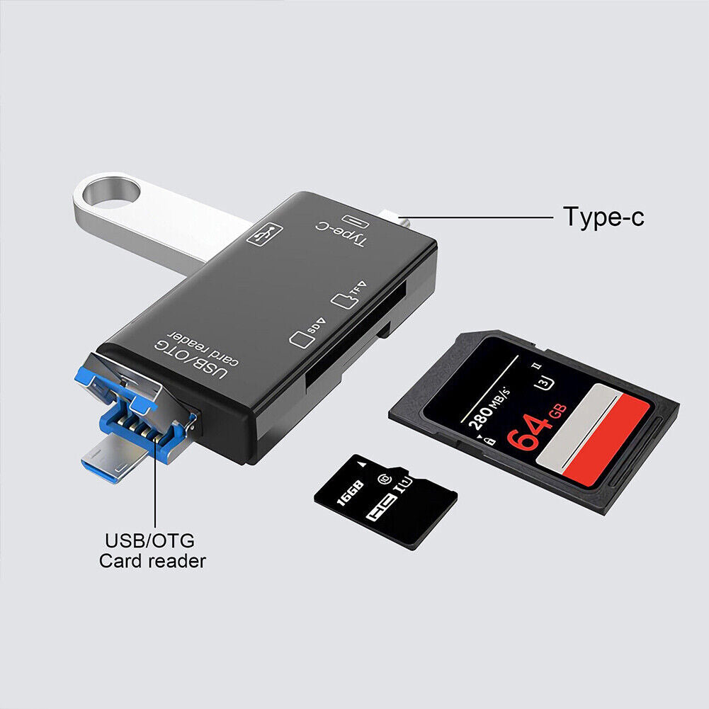 US 1-2 Pc USB 3.0 6 in 1 Card Reader TF SD Card USB C OTG For Android Phone PC