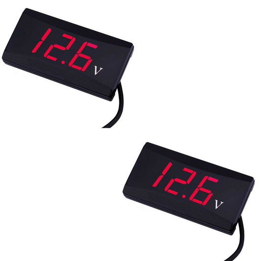 US 2-4 Pcs Upgraded 12V Voltage Gauge LED Digital Display Panel Meter Motorcycle
