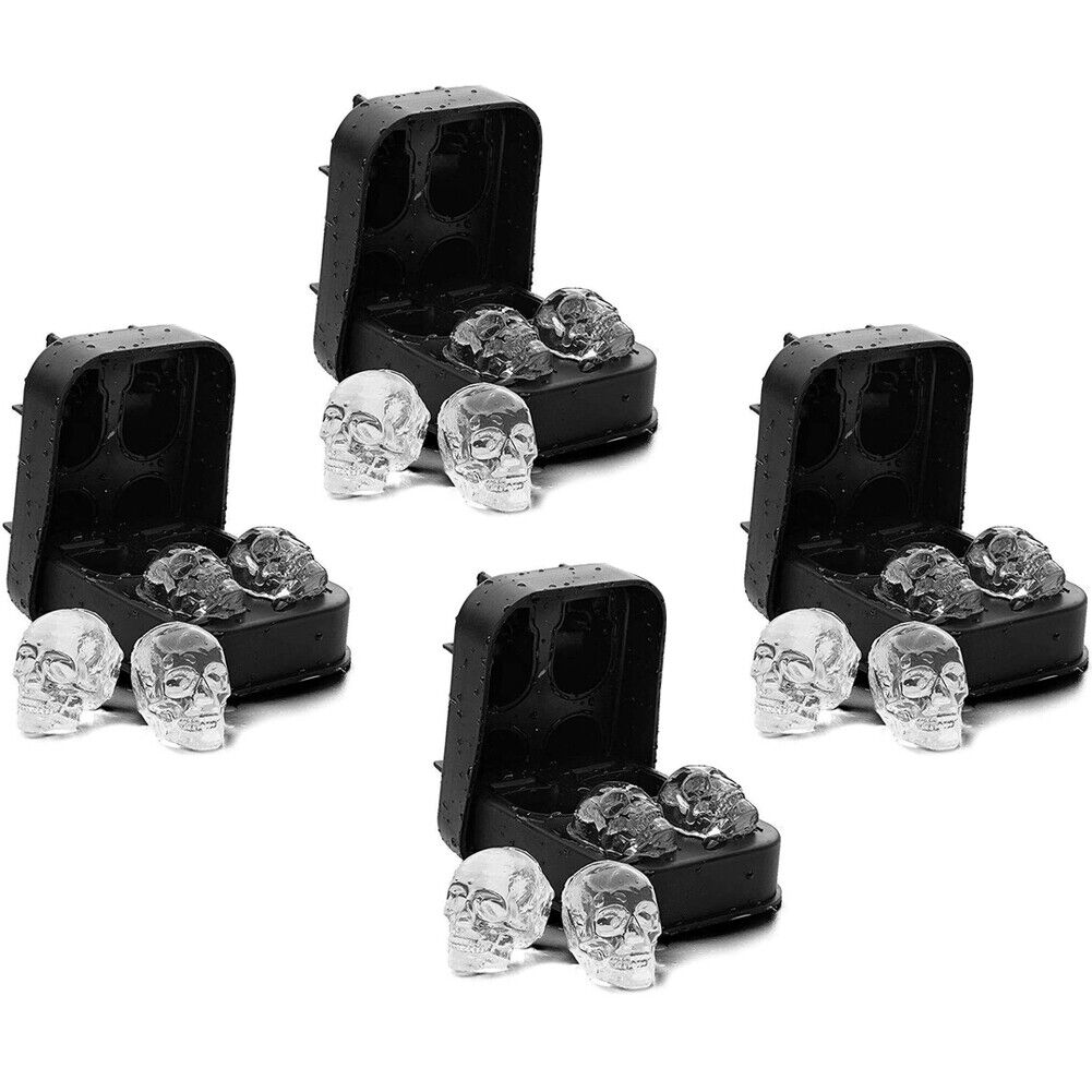 US 2-4 Pcs Shaped 3D Skull Ice Cube Mold Tray Stackable Silicone Ball Mold Party