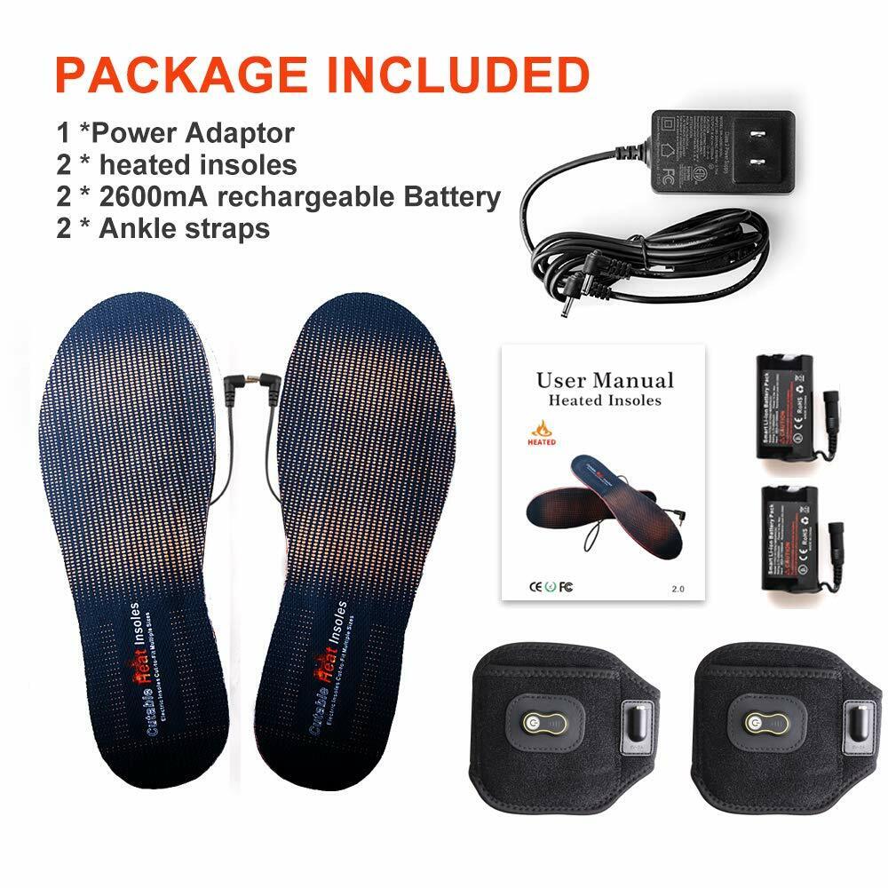 Rechargeable Adjustable Electric Insoles， Foot Warmers for Men Women Warm Feet