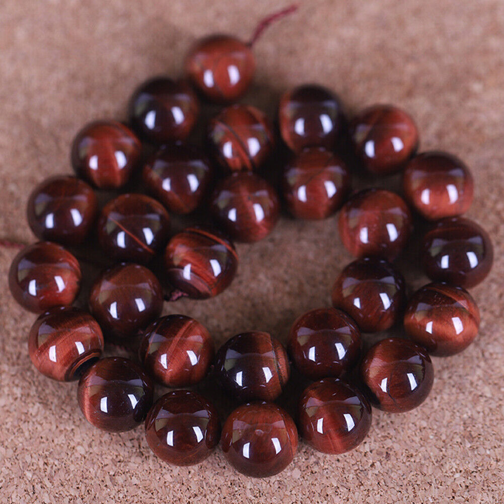 US 6/8/10mm Natural Stone Dark Red Jasper Round Beads Jewelry Making DIY Spacer