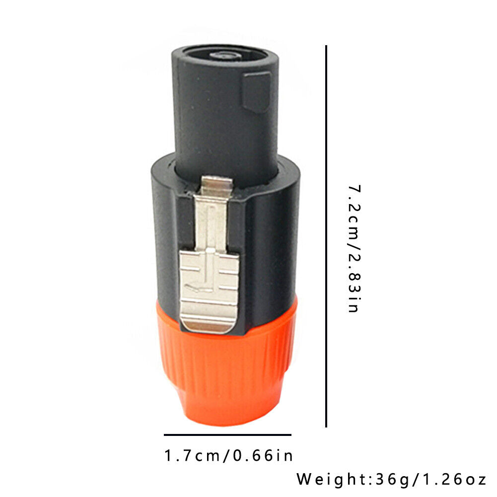 US1-2Pc Cable Adapter Connector Speakon Male Plug 4Pole Audio Speaker(-1+1，-2+2)