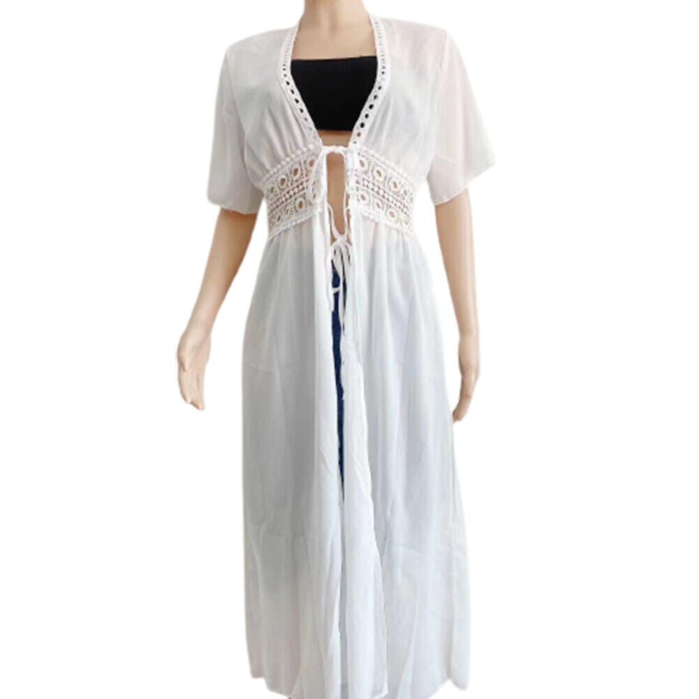 US Women Crochet Sexy V-neck Sleep Dress Summer Beach Wear Cover-Up Bathing Suit