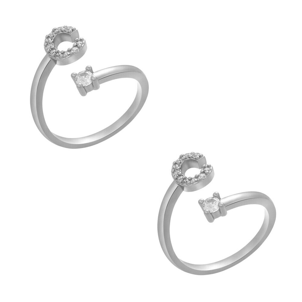 US Charm Initial Letter Ring Alphabet A-Z Gold Silver Adjustable Open Bands Ring