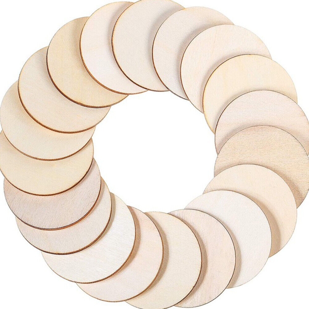 US 50-100 Pack Unfinished Wooden Circle Coaster Wood Round Cutout DIY Crafts 2"