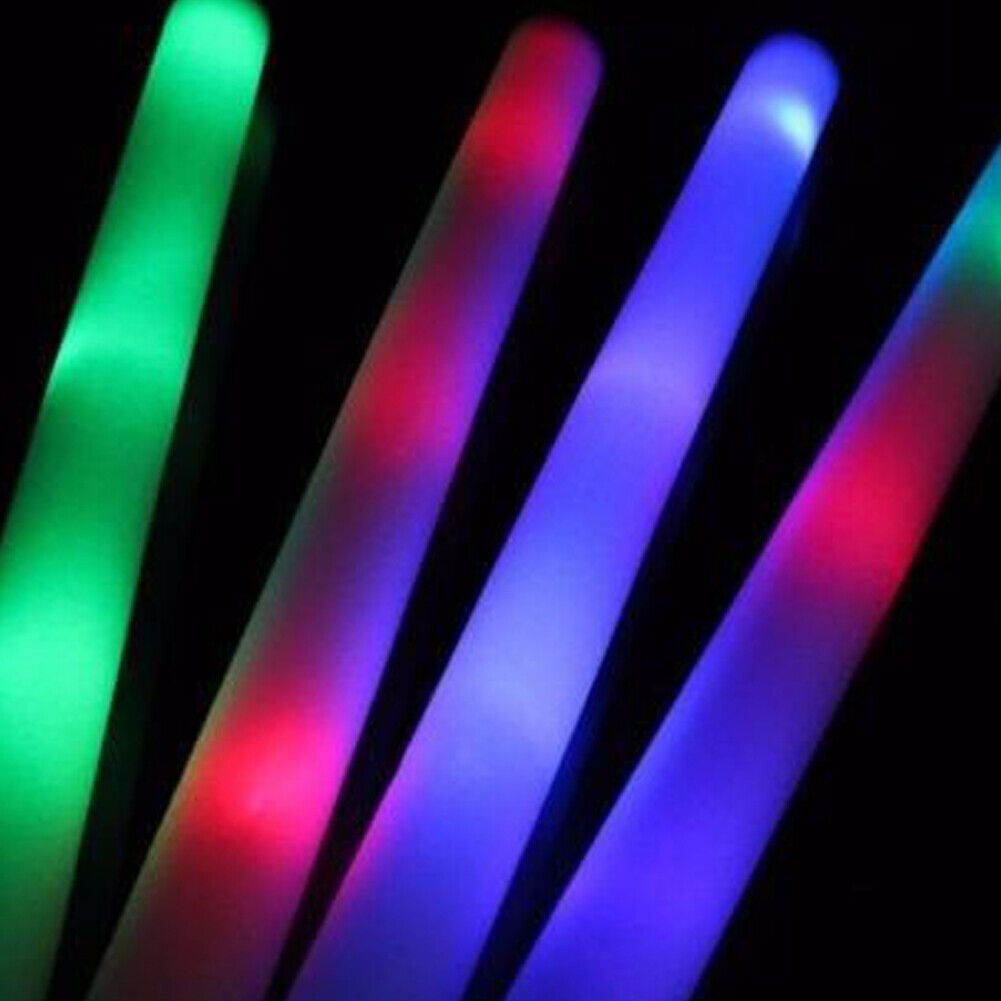 US 24-48 Pack LED Light Up Foam Sticks Glow Batons Flashing Rave Batons DJ Wands