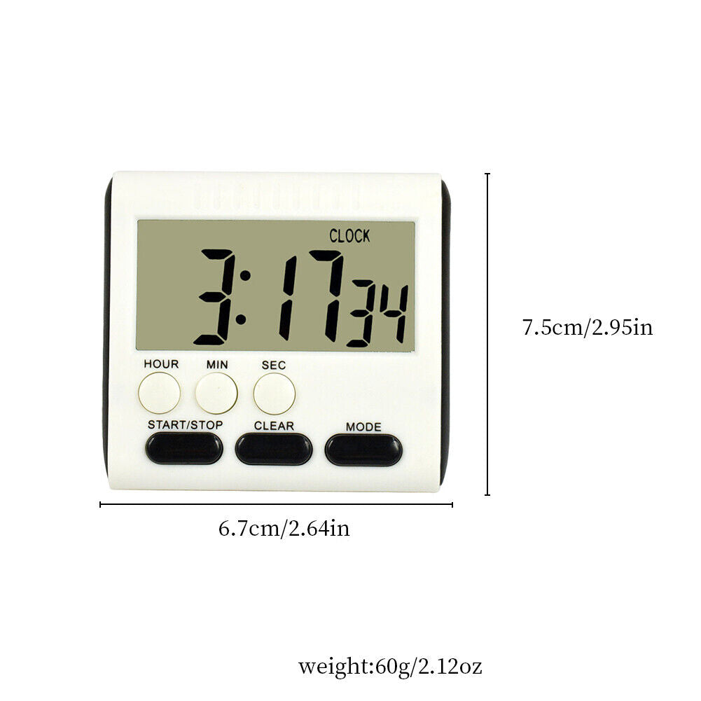 US 2-4Pc LCD Digital Kitchen Cooking Timer Count-Down Clock Loud Alarm Magnetic