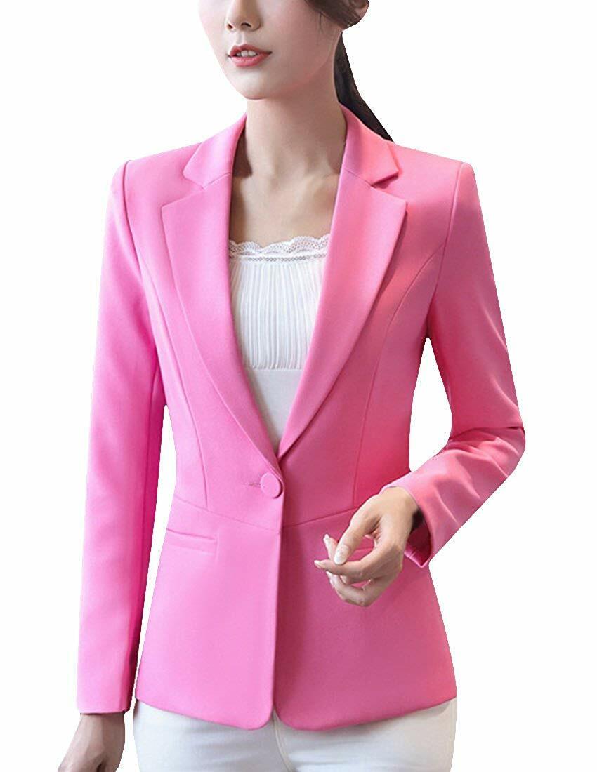 MFrannie Women Notch Lapel One Button Lined Slim Fit Blazer Jacket