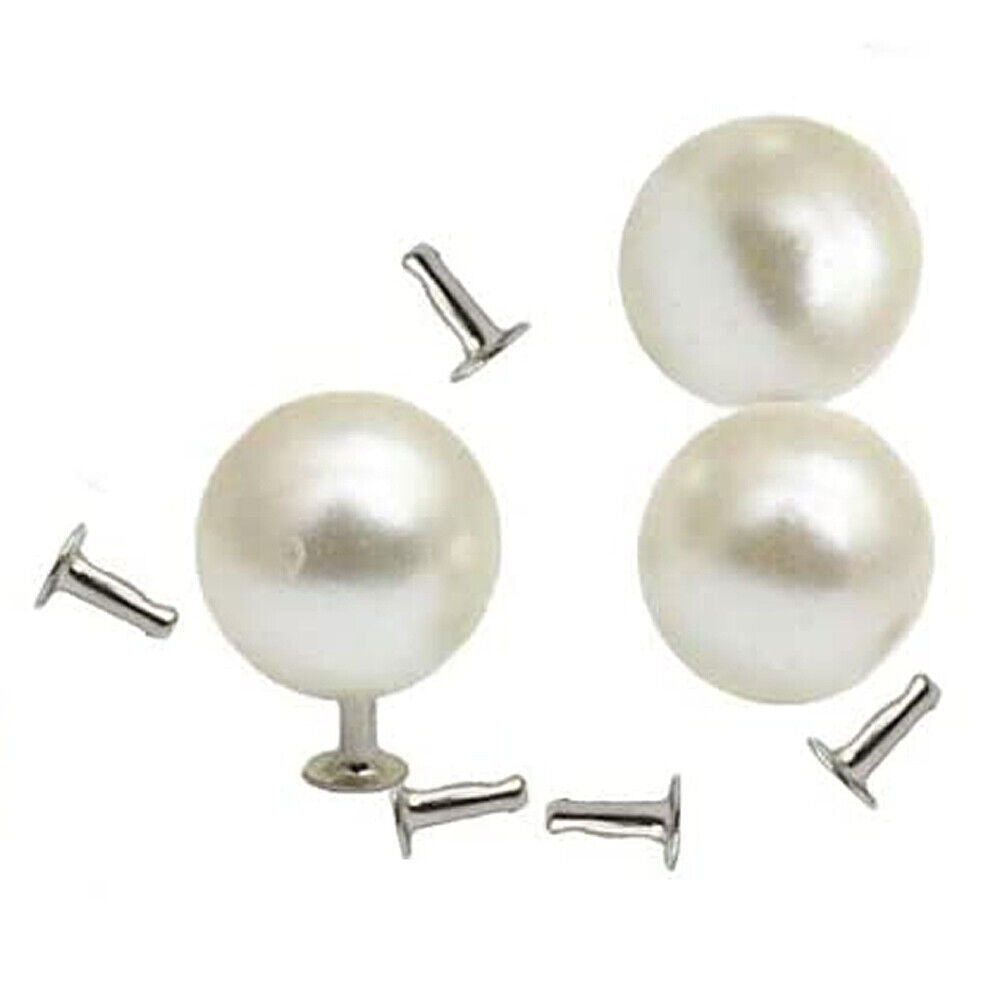 US 40~100Pc 6~12mm Half Hole Faux Pearl Rivet Studs Button DIY Accessories Pearl