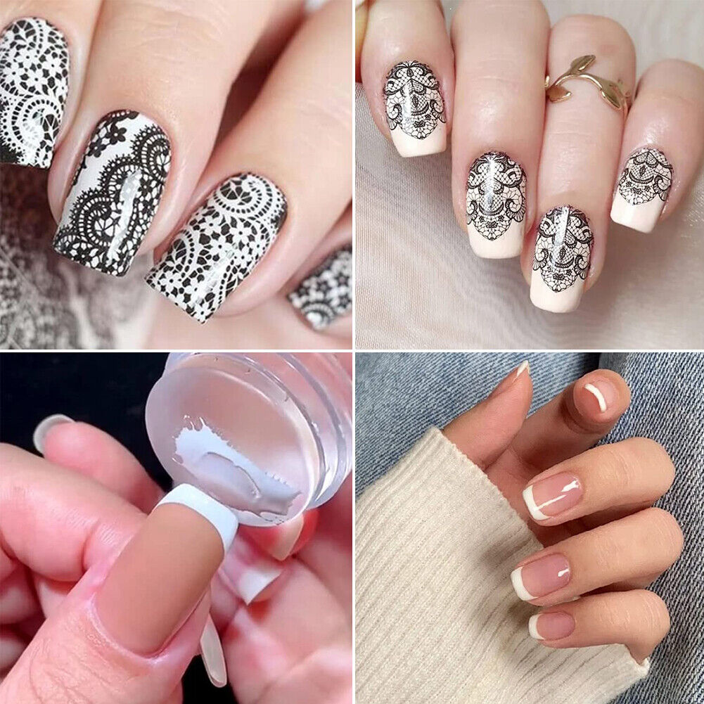 US 5~10 Pcs Nail Stamper Kit DIY Nail Art Stamp French Tips Tools with Scrapper