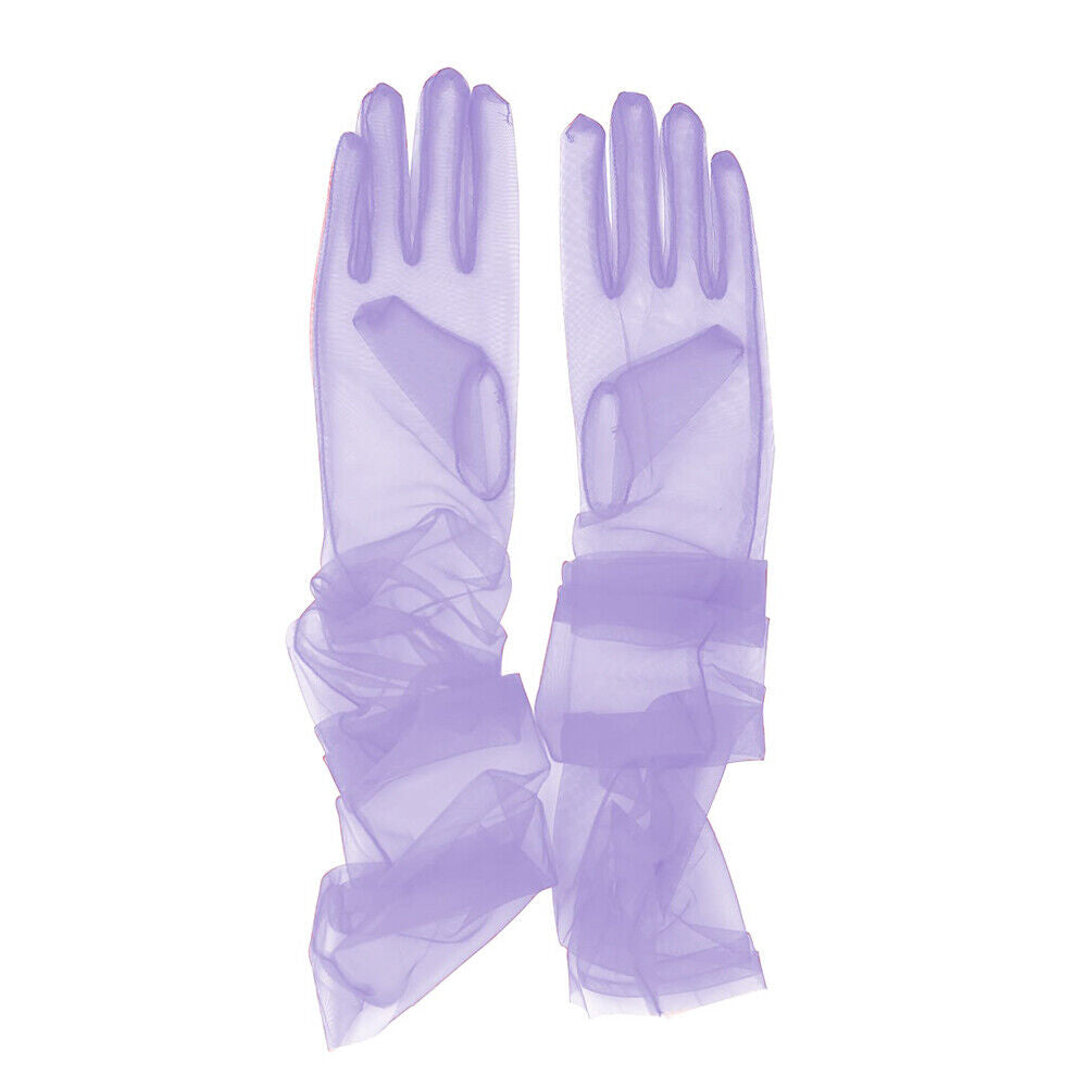 US 1~2 Paris 27'' Wedding Bridal Prom Sheer Tulle Long Elbow Gloves Party Opera