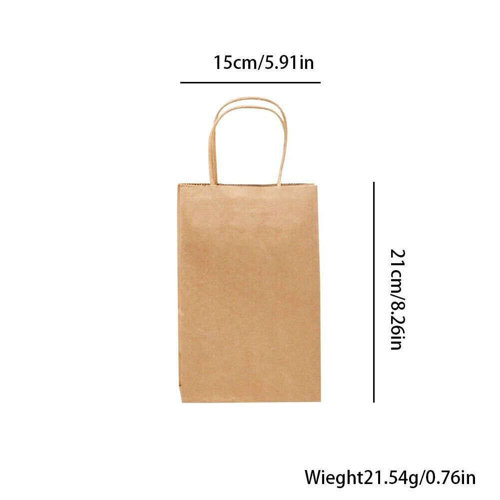 US 50 Pcs Brown Paper Shopping Kraft Retail Gift Merchandise Bags With Handles