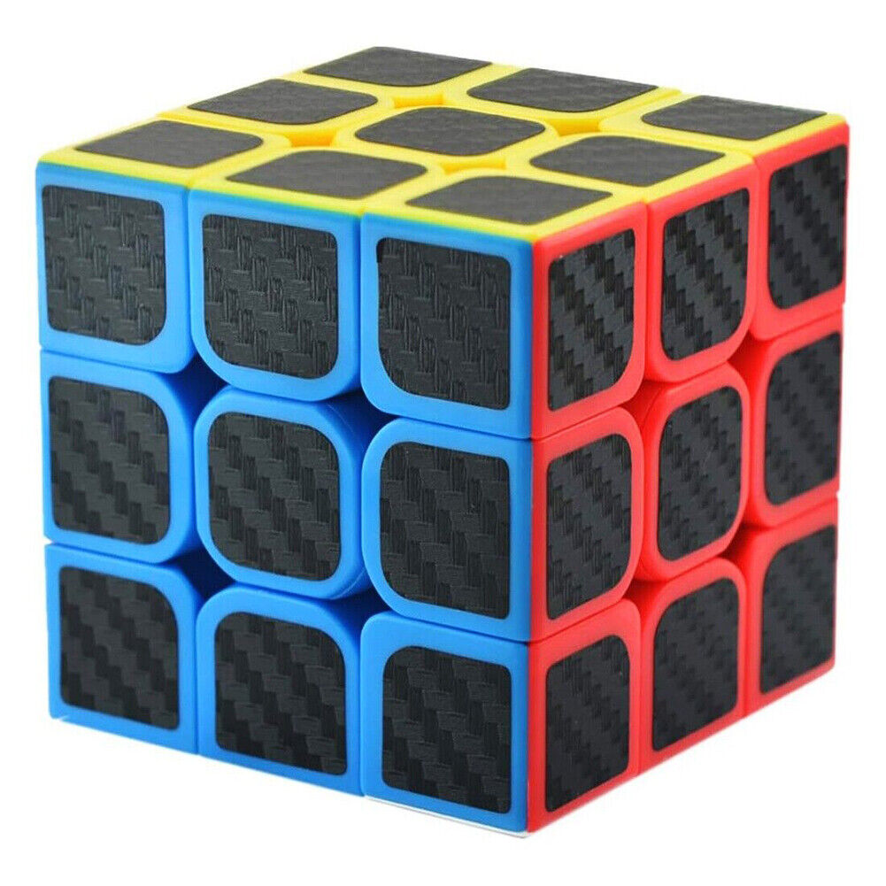 US 1-2 Pc Full Sized Speed Cube Carbon Fiber 3x3 Rubix Magic Puzzle Twist Toy