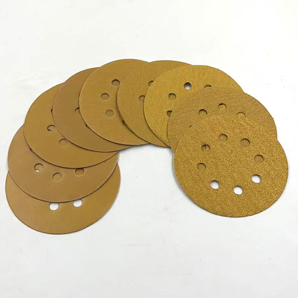 US 100 Pcs 5 Inch 8 Hole Dustless Hook Loop Sanding Disc Sander Round Sandpaper