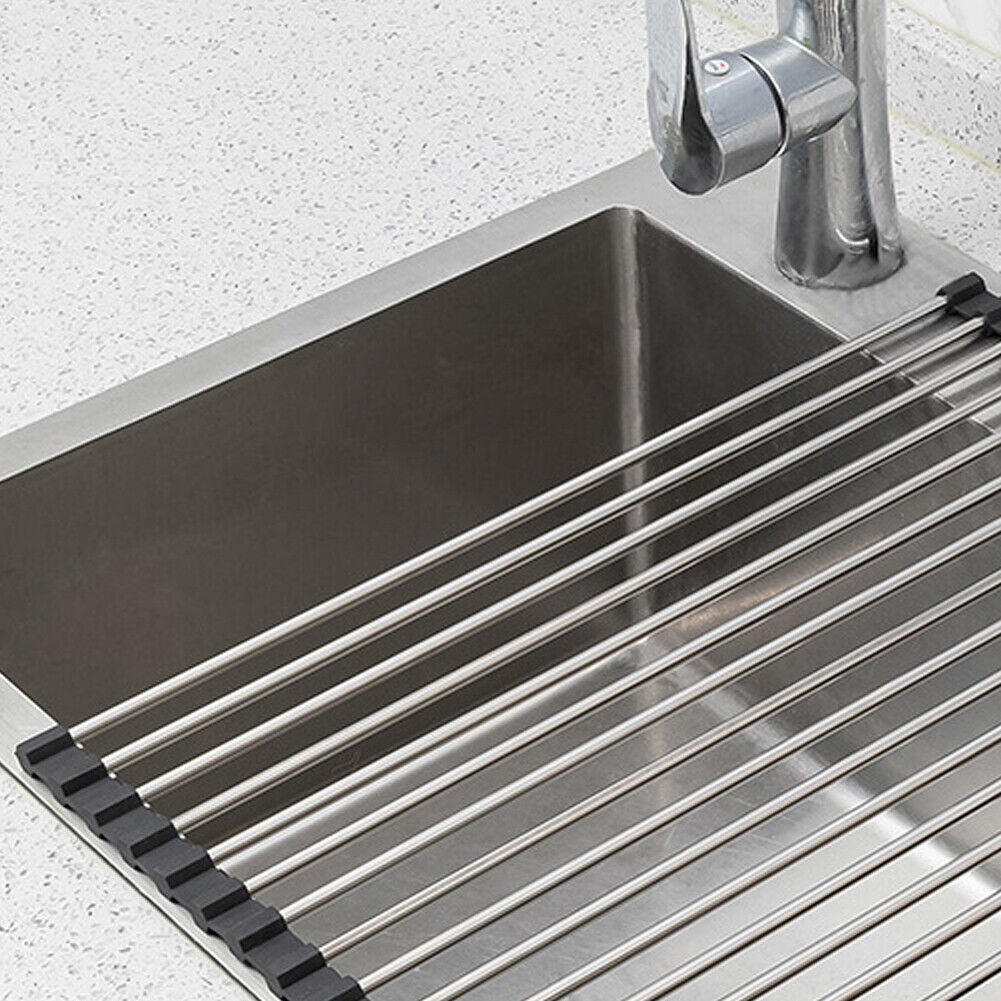 US 1-2 Pc Dish Drying Rack Large Drainers Multipurpose Foldable Kitchen Sink Mat