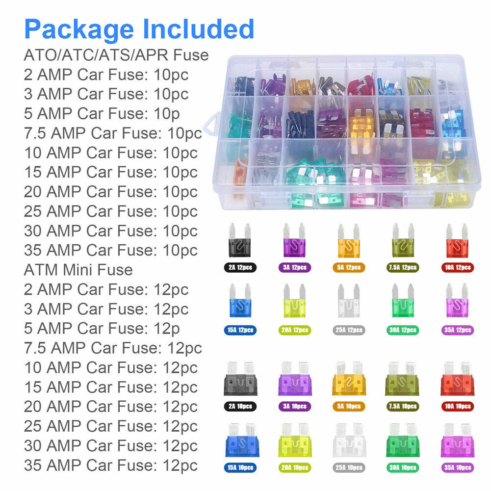 US 220-440Pc Set Blade Fuse Kit Motorcycle Auto Truck Car Assortment ATC ATO ATM