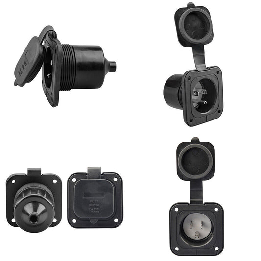2Pc 125/250V 15 Amp Flanged Power Inlet Receptacle RV Plug NEMA 5-15P Connector