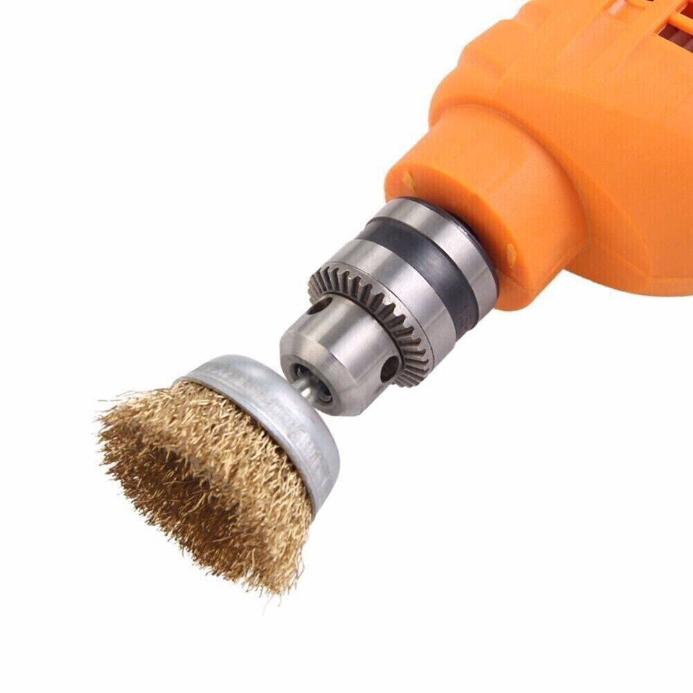 US 6-12 Pcs Brass Wheel Cup Wire Brush Drill Bit Set Rust Paint Attachment 1/4"