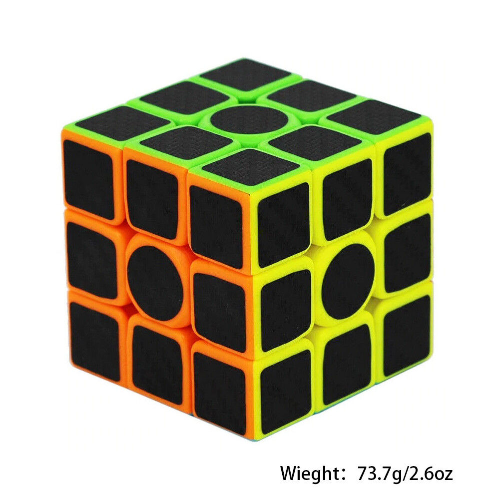 US 1-2 Pc Full Sized Speed Cube Carbon Fiber 3x3 Rubix Magic Puzzle Twist Toy