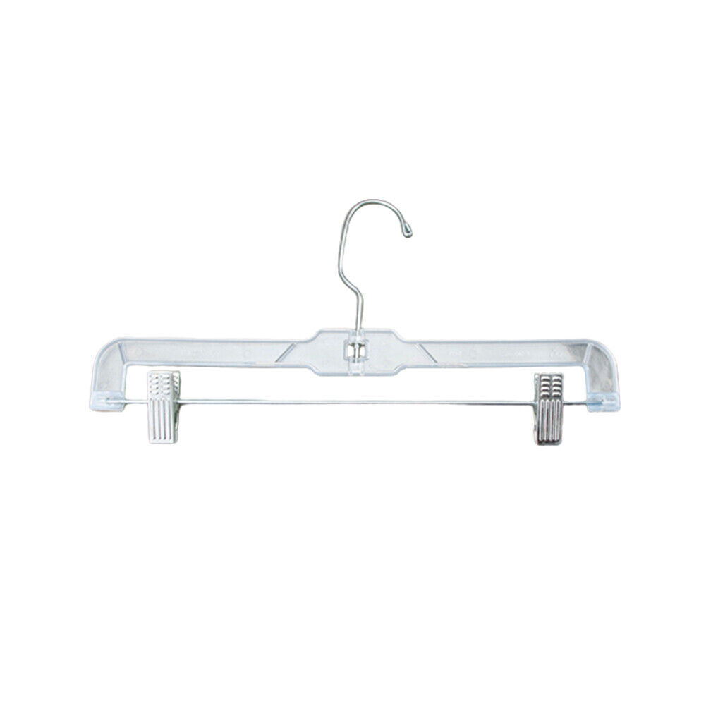 US 20 Pack 14 inch Clear Plastic Skirt and Pants Hangers  Adjustable Metal Clips