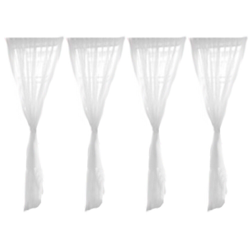 US 4Pc Panels Sheer Window Curtains Drapes Set 84" Long Rod Pocket Solid