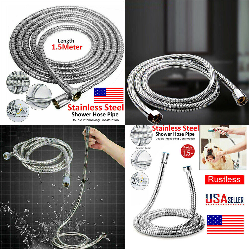 US 2-4 Pack 1.5m / 5 Ft Shower Hose Extra Long Bathroom Hand Held Flexible Tube