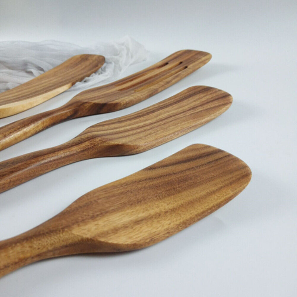 US 1-2 Set of 5 Pcs Nice-nook Spurtles Cook Kitchen Tool Wooden Non Stick Spoon