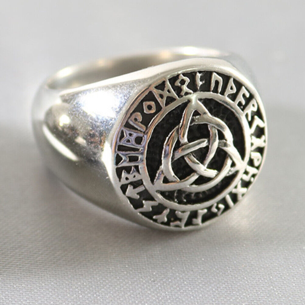 US 1-2 Pack Mens Viking Rune Celtic Irish Trinity Knot Ring Stainless Steel