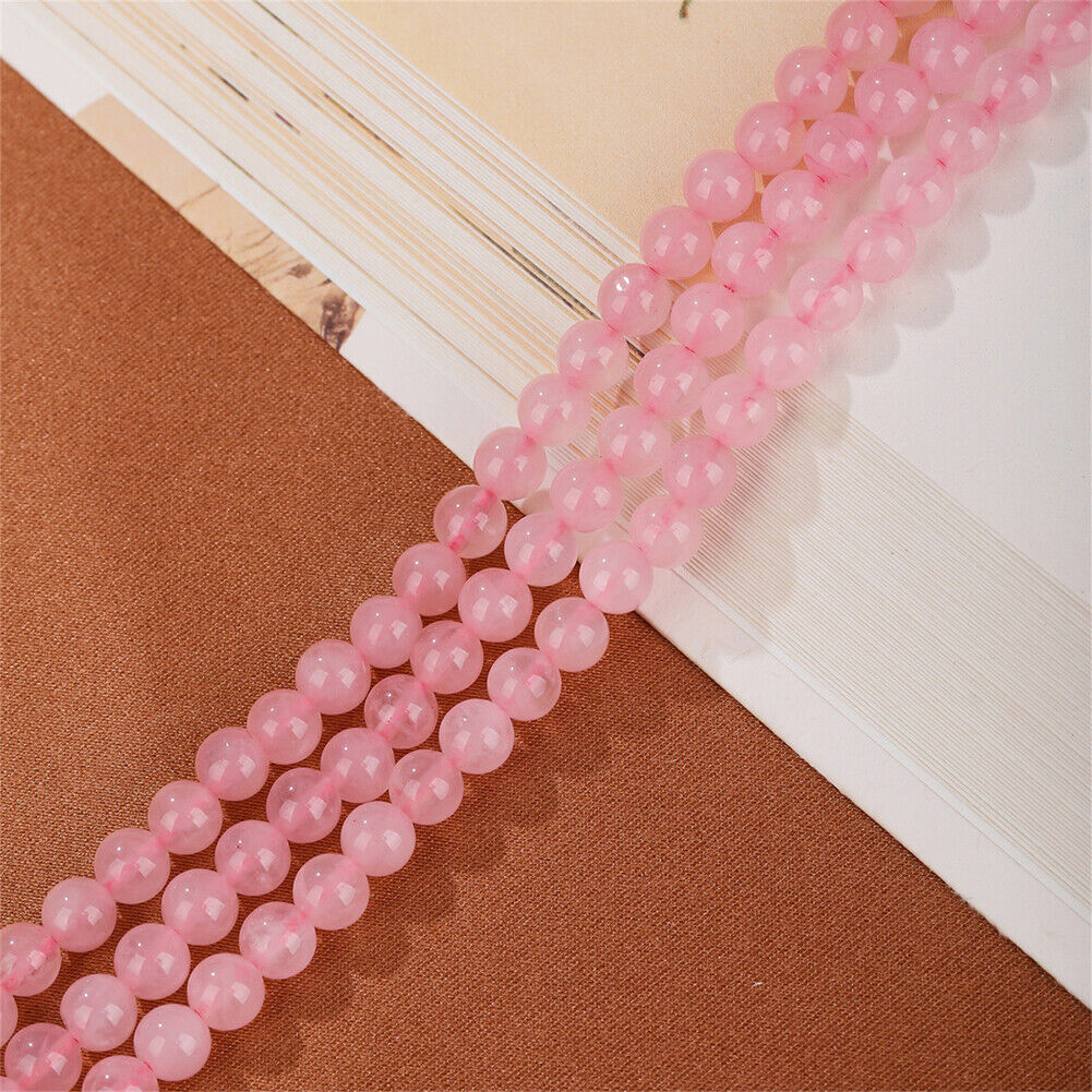 US 15" 6/8/10mm Pink Crystal Natural Stone Beads Rose Quartzs Round Loose