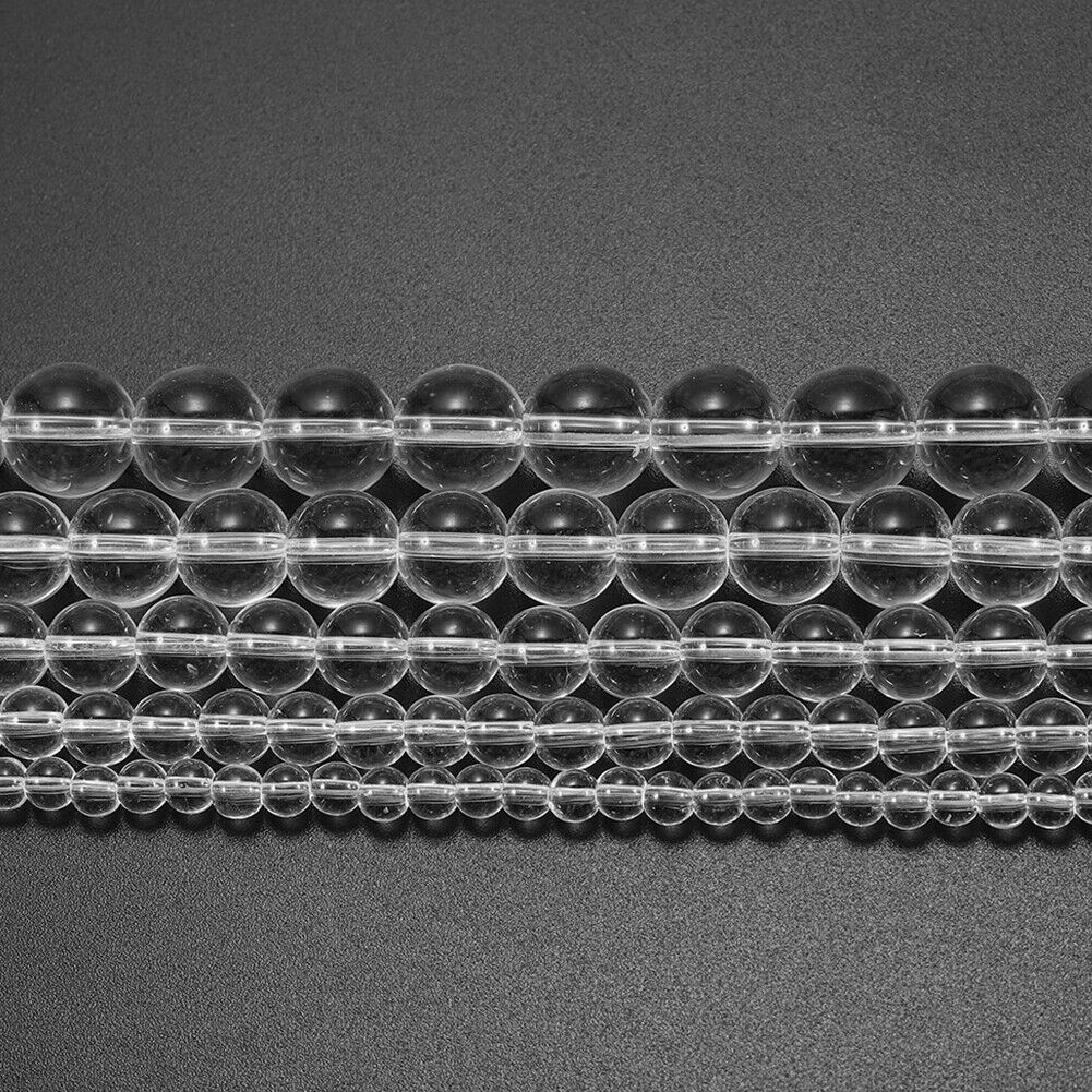 US 6/8/10MM Crystal Quartz Genuine Natural Grade AA Gemstone Round Loose Beads