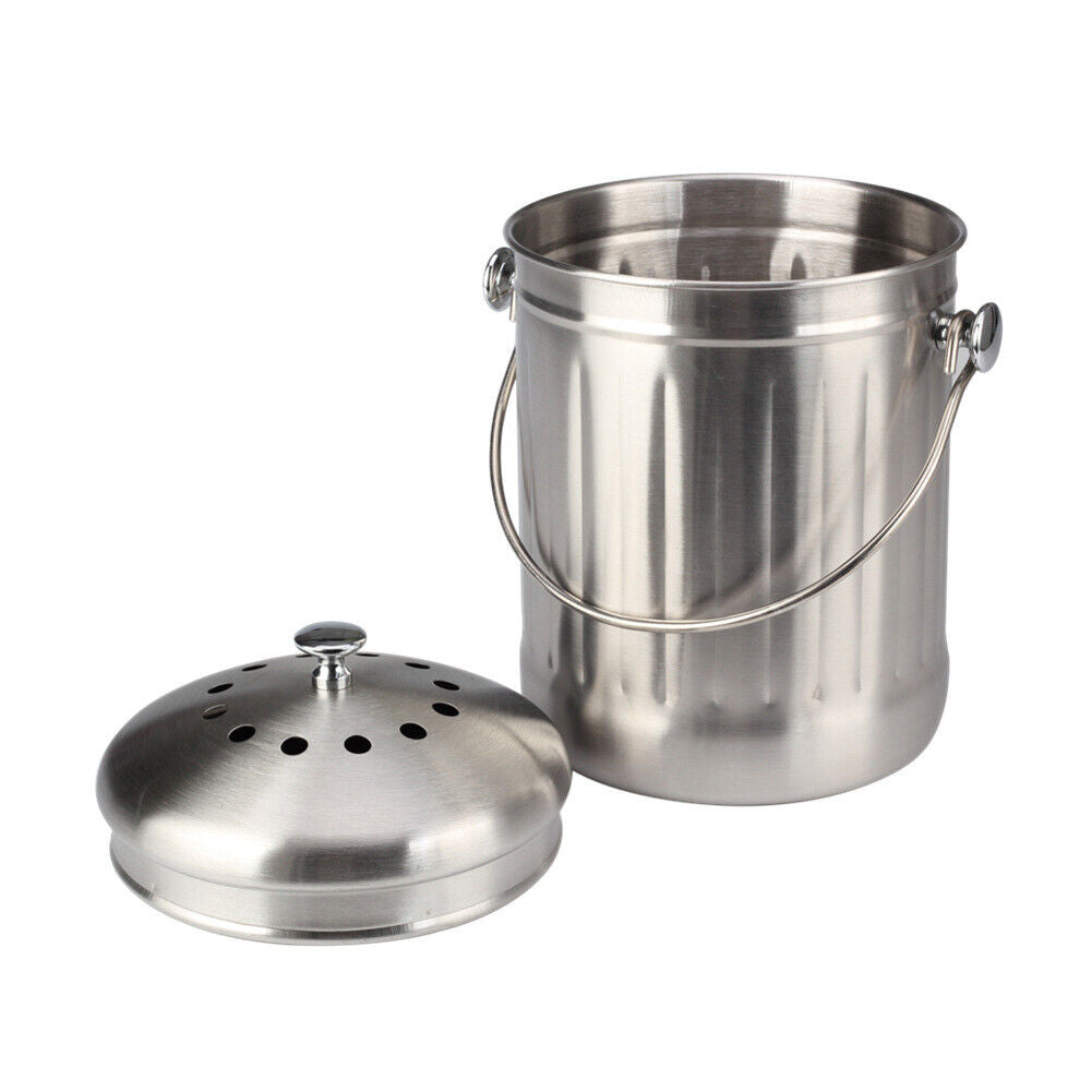US Kitchen Compost Bin with Lid and 1.3 Gallon Compose Spare Charcoal Filter