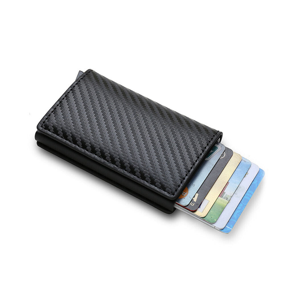 US 1-2 Pcs RFID Blocking Tactical Carbon Fiber Wallet ID Credit Card Holder Men