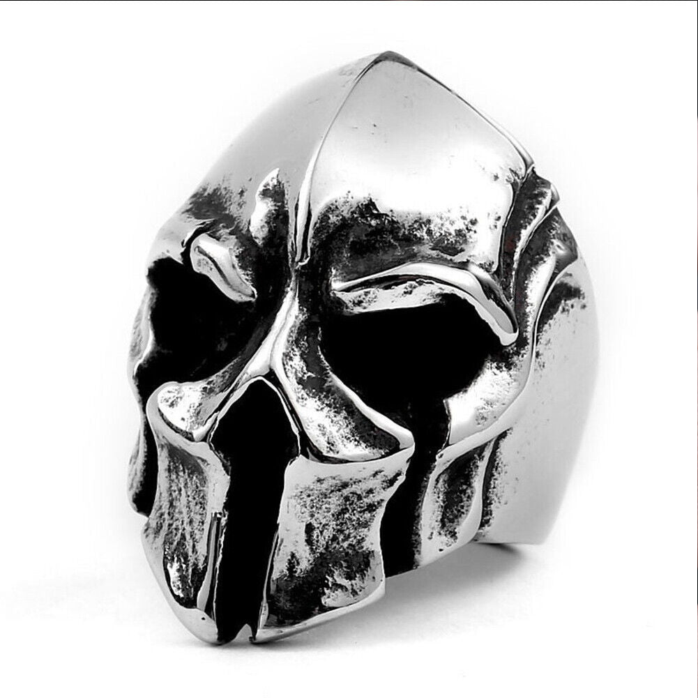 US 2 Pack Biker Gladiator Spartan Helmet Men's Stainless Steel Ring Size 8-12