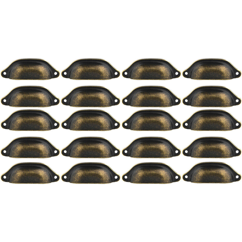 US 20 Pack Cabinet Hardware Antique Iron Shell-shaped Drawer Pulls Cup Handle