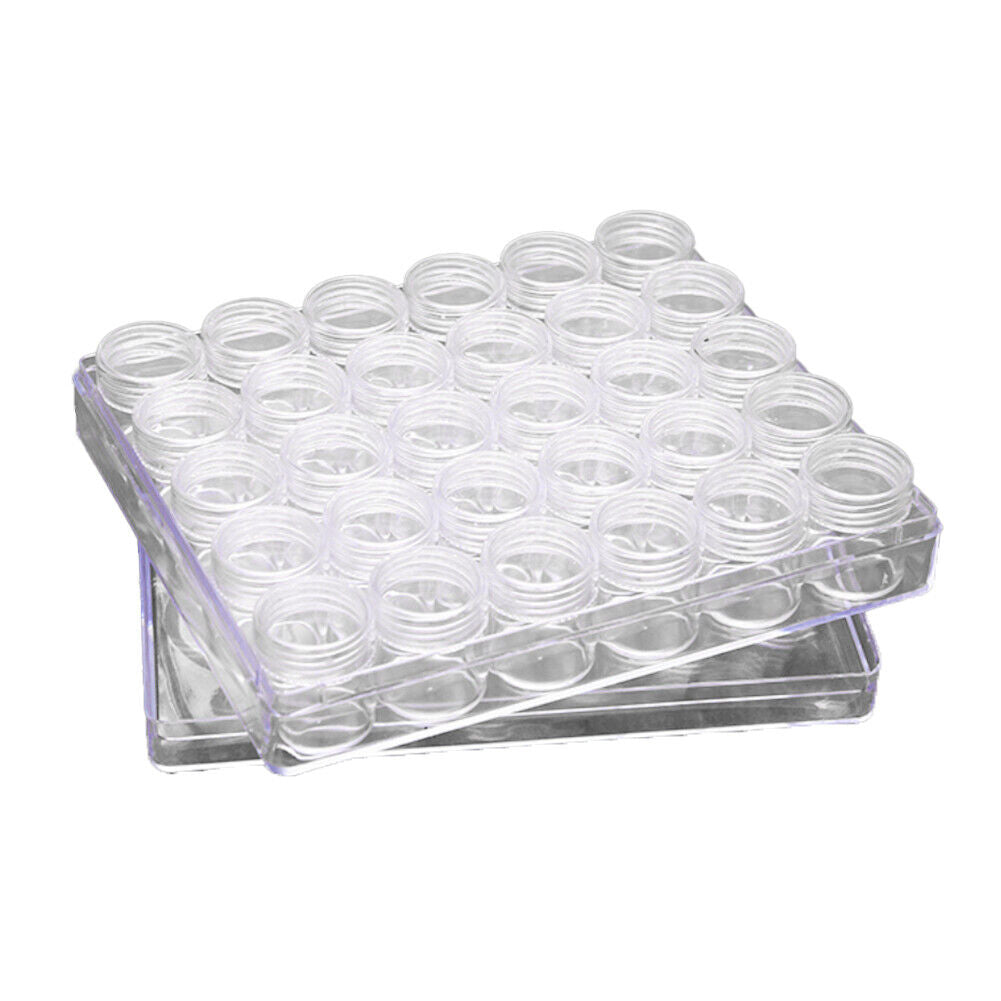 US 30-60 Pack Clear Bead Containers Storage Box Jars Transparent Bottles w/Box